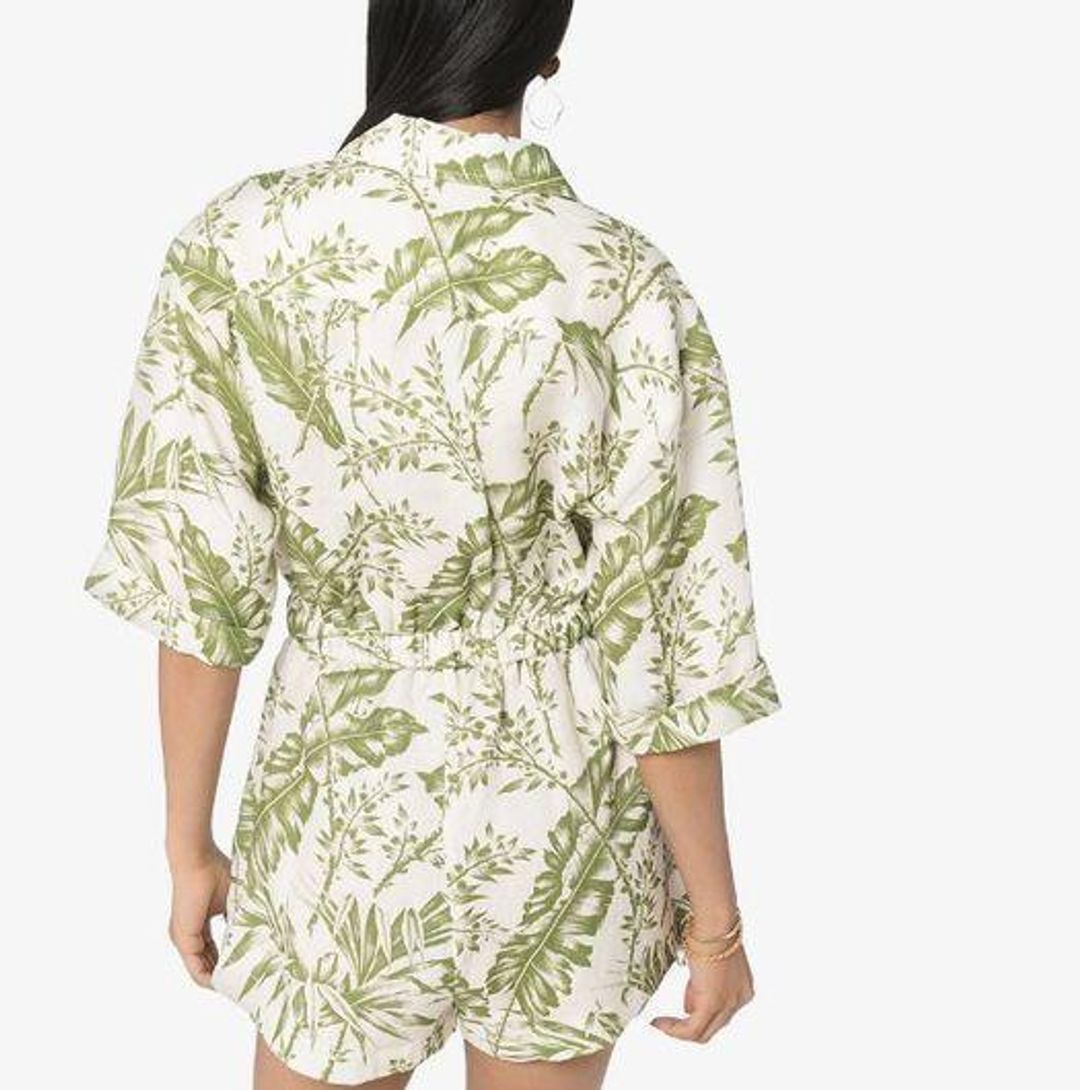 Zimmermann Empire Leaf Print Playsuit Green Size 0/8 for rent on The Volte - main image