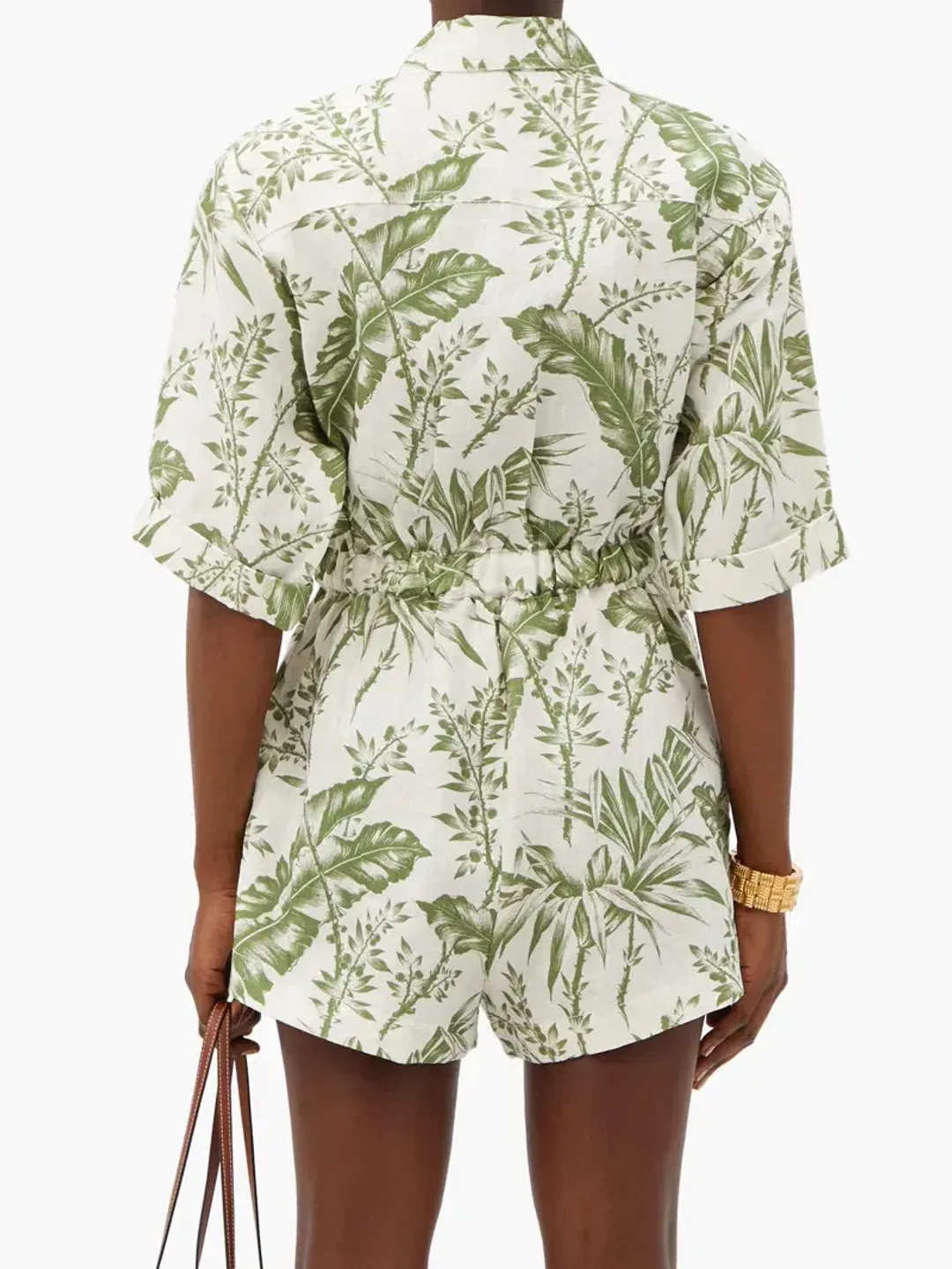 Zimmermann Empire Leaf Print Playsuit Green Size 0/8 for rent on The Volte - main image