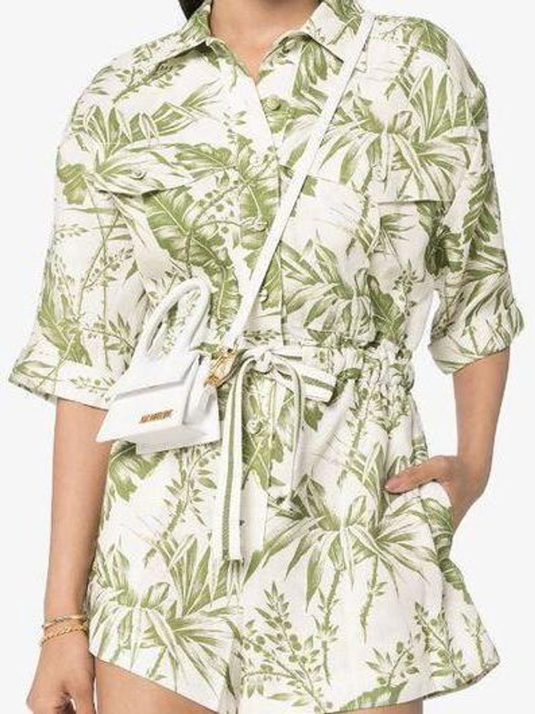 Zimmermann Empire Leaf Print Playsuit Green Size 0/8 for rent on The Volte - main image
