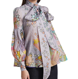 Zimmermann Concert Tie Neck Blouse Lilac Collage Size 1 / Au 10 for rent on The Volte - image 2