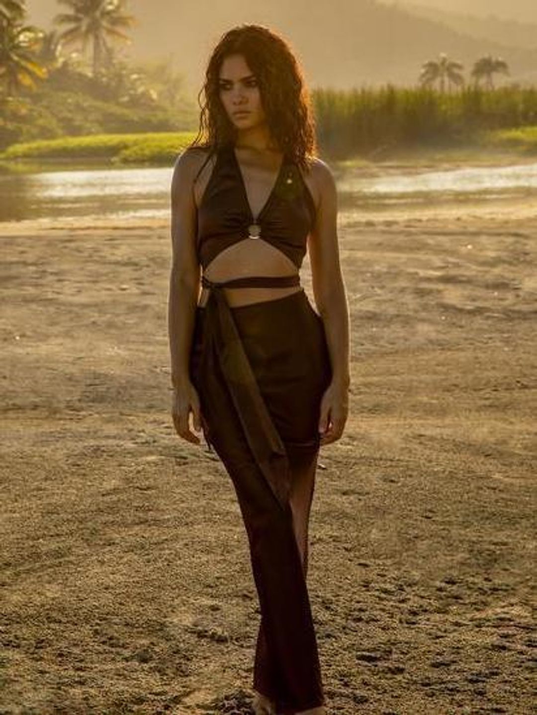 Rat & Boa Portia Halterneck Top & Carlotta Skirt Set Brown Size 10 for rent on The Volte - main image