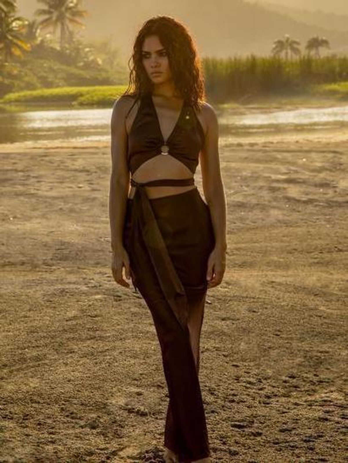 Rat & Boa Portia Halterneck Top & Carlotta Skirt Set Brown Size 10 for rent on The Volte - main image