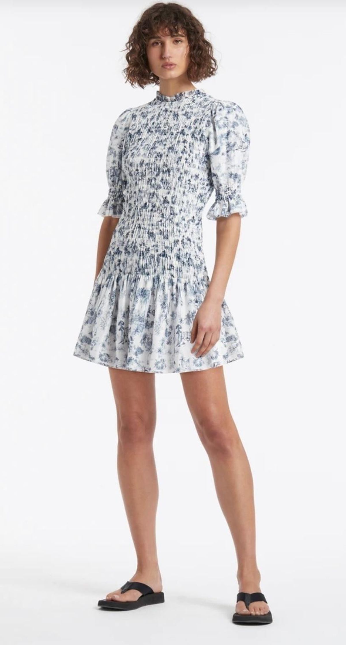 Sir The Label Dimitri Puff Sleve Mini Dress Blue Floral | AU 12 for rent on The Volte - main image