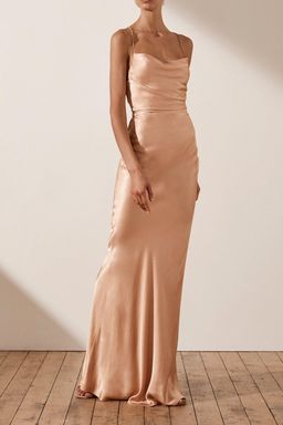 Shona Joy La Lune Cross Draped Maxi Dress Desert Rose Size 8 for rent on The Volte - image 2