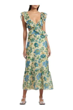 Sir The Label Celia Frill Midi Dress Marguerite Print Size AU 10 for rent on The Volte - image 2