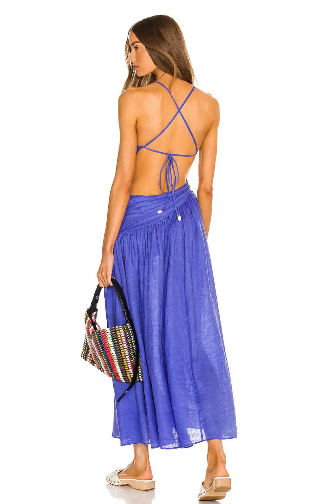 Zimmermann Tropicana Asymmetric Midi Dress Electric Blue Size 8 for rent on The Volte - main image