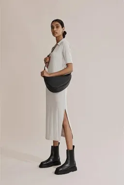 Country Road Rib Polo Midi Dress Grey Size 10 for rent on The Volte - image 1