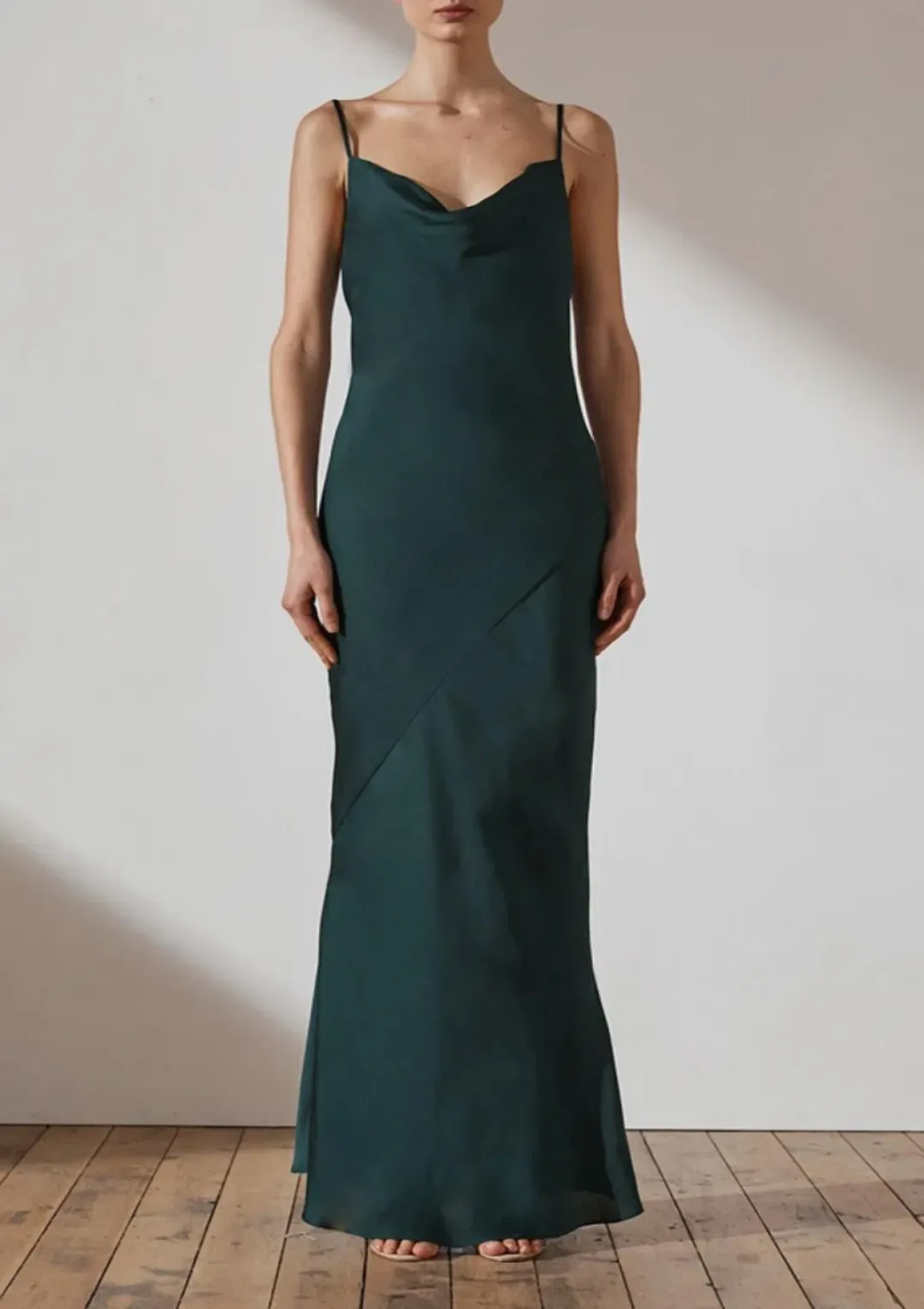 Shona Joy Luxe Bias Cowl Slip Dress Emerald Size 14 for rent on The Volte - main image