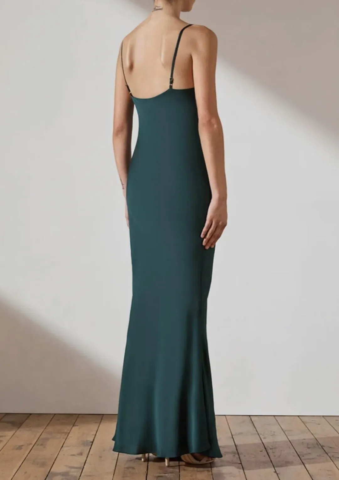 Shona Joy Luxe Bias Cowl Slip Dress Emerald Size 14 for rent on The Volte - main image