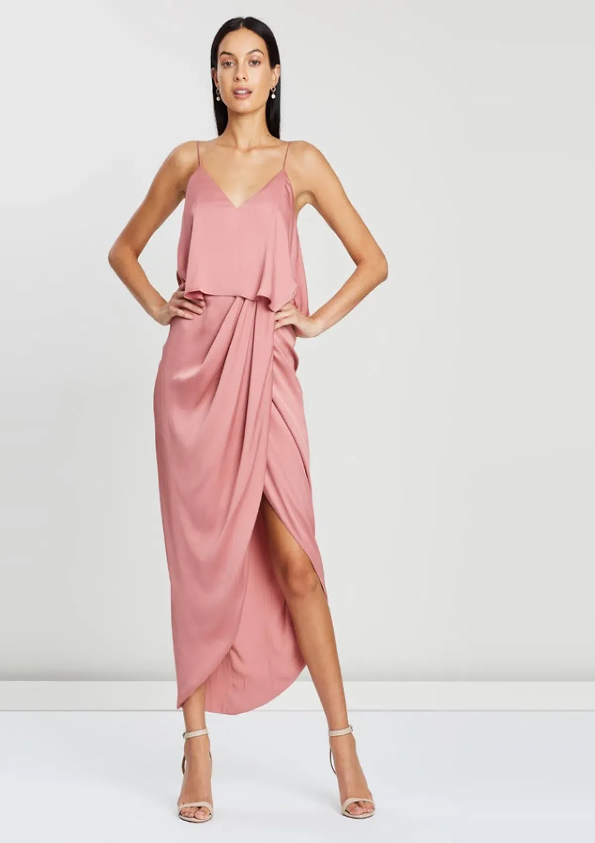 Shona Joy Luxe Cocktail Frill Dress Rose Size 10  for rent on The Volte - main image