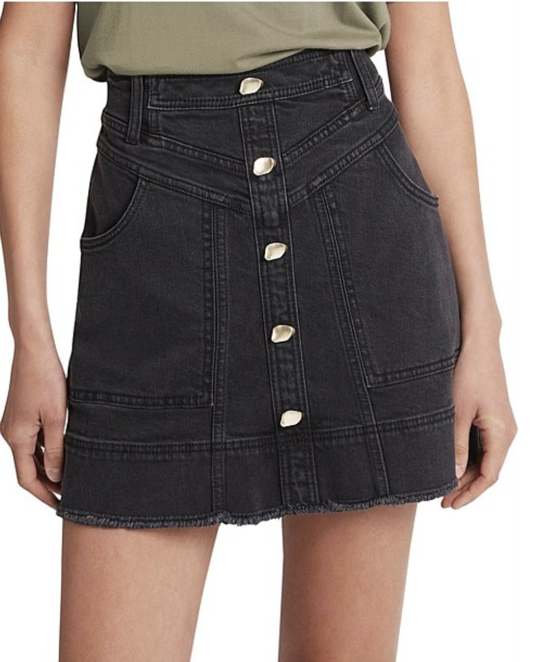 Aje Cole Denim Mini Skirt Black Size 12 for rent on The Volte - main image