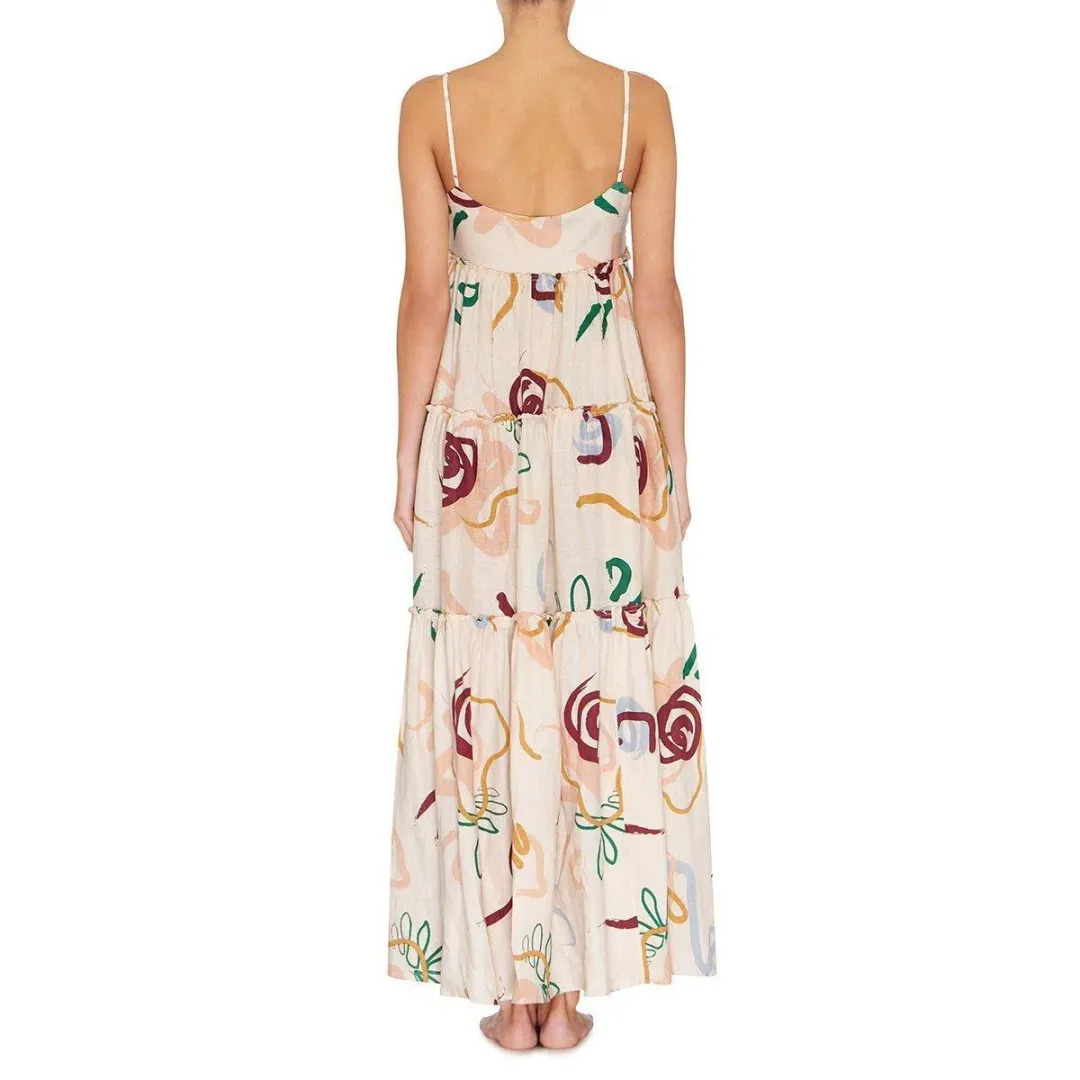 Skye and Staghorn Lottie Tiered Maxi Dress Print Size 8 for rent on The Volte - main image