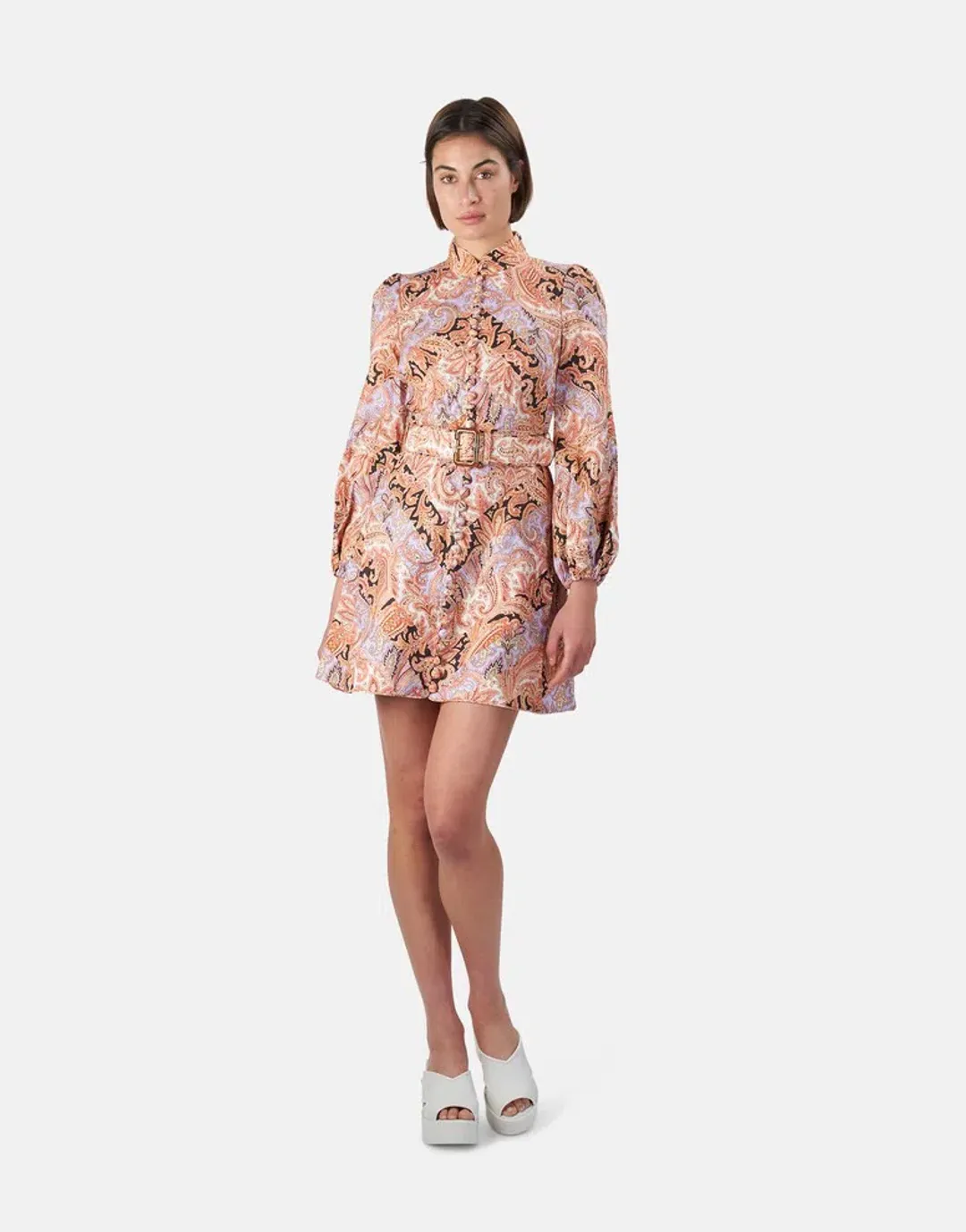 Zimmermann Botanica Chevron Mini Dress Print Size 2 / Au 12 for rent on The Volte - main image