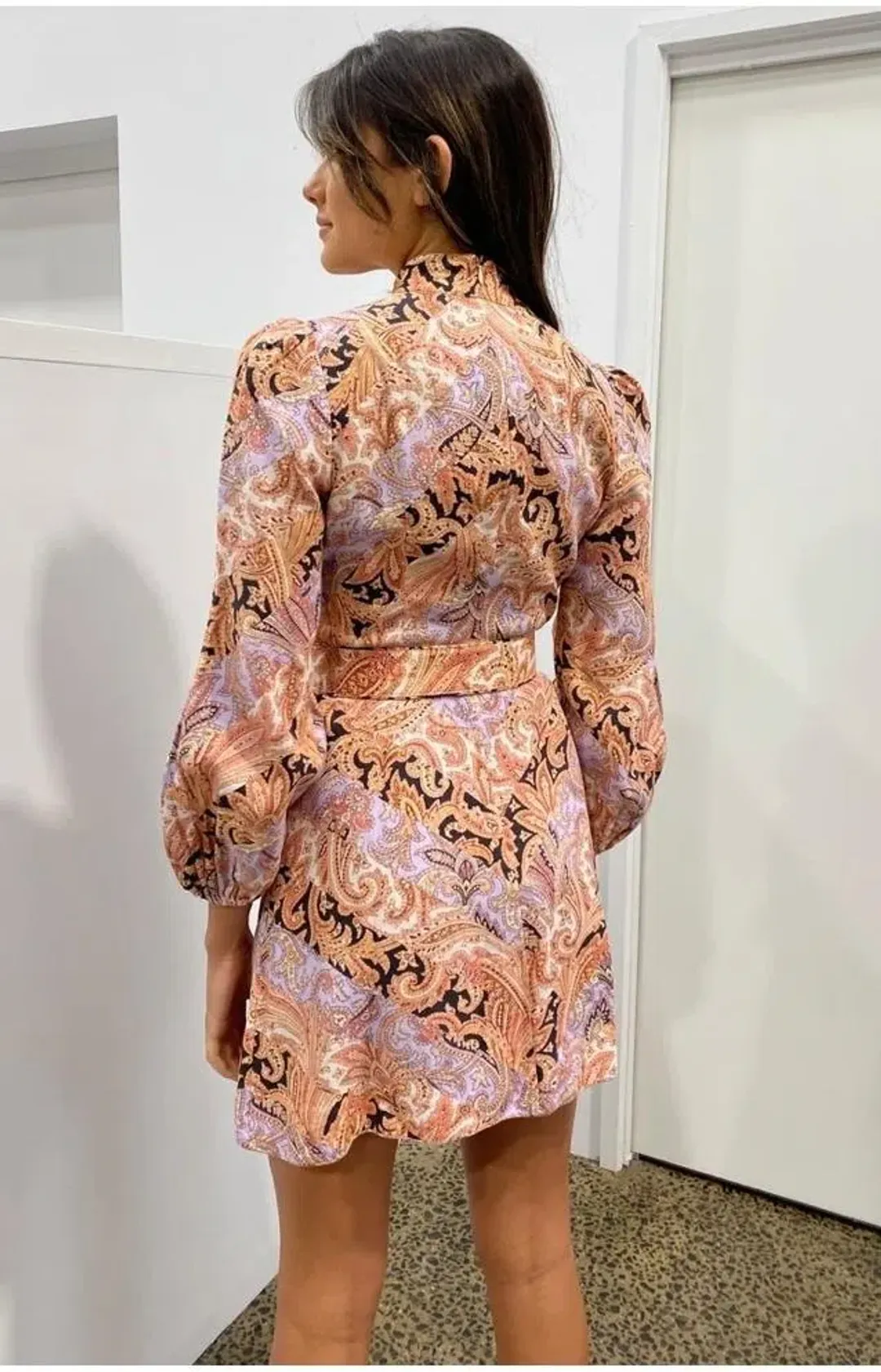 Zimmermann Botanica Chevron Mini Dress Print Size 2 / Au 12 for rent on The Volte - main image