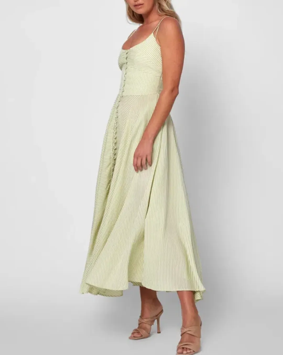 BY JOHNNY Pistachio Stripe Sun Dress Size 12 for rent on The Volte - main image