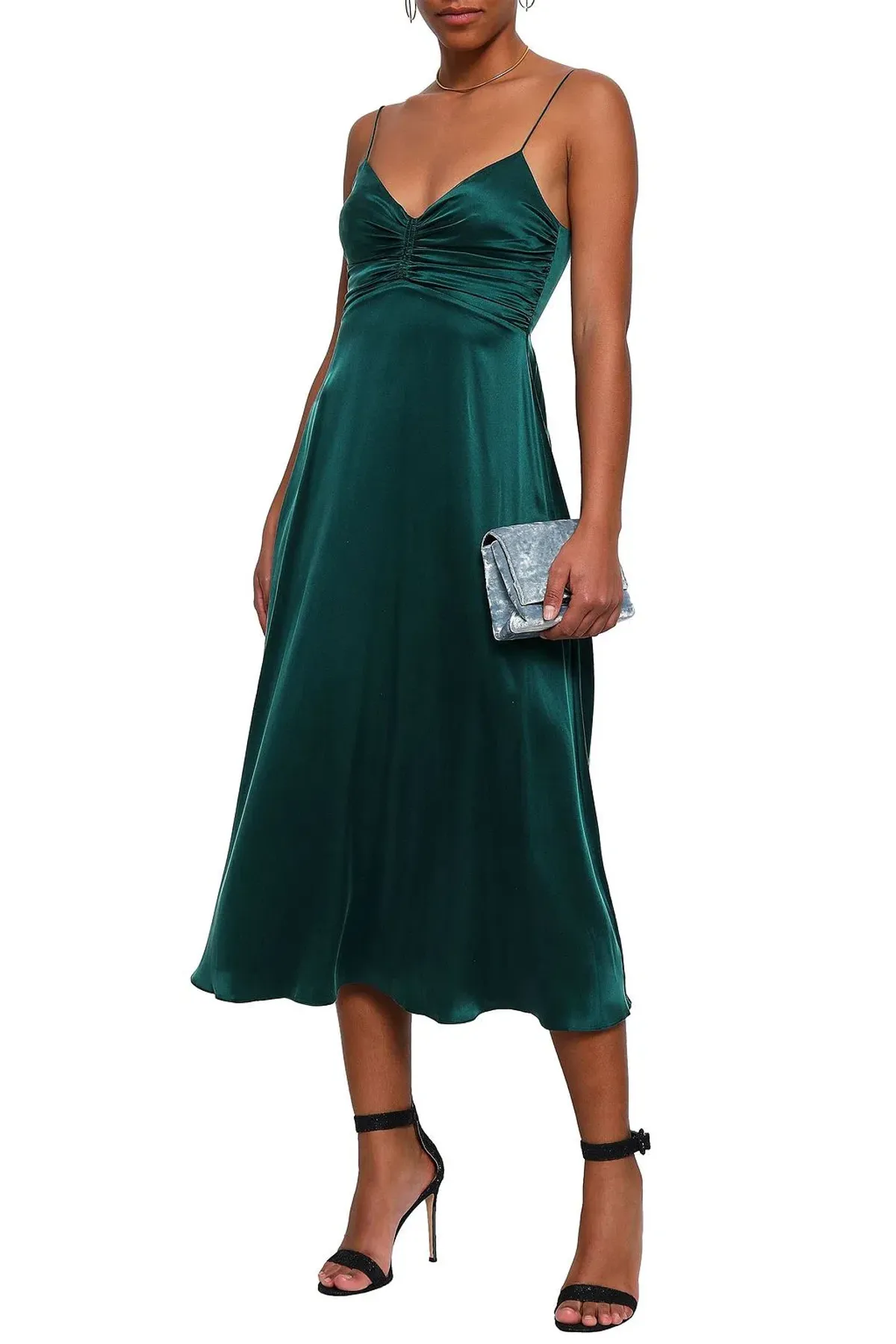 Zimmermann Ruched Silk Midi Dress Forest Green Size 8 for rent on The Volte - main image
