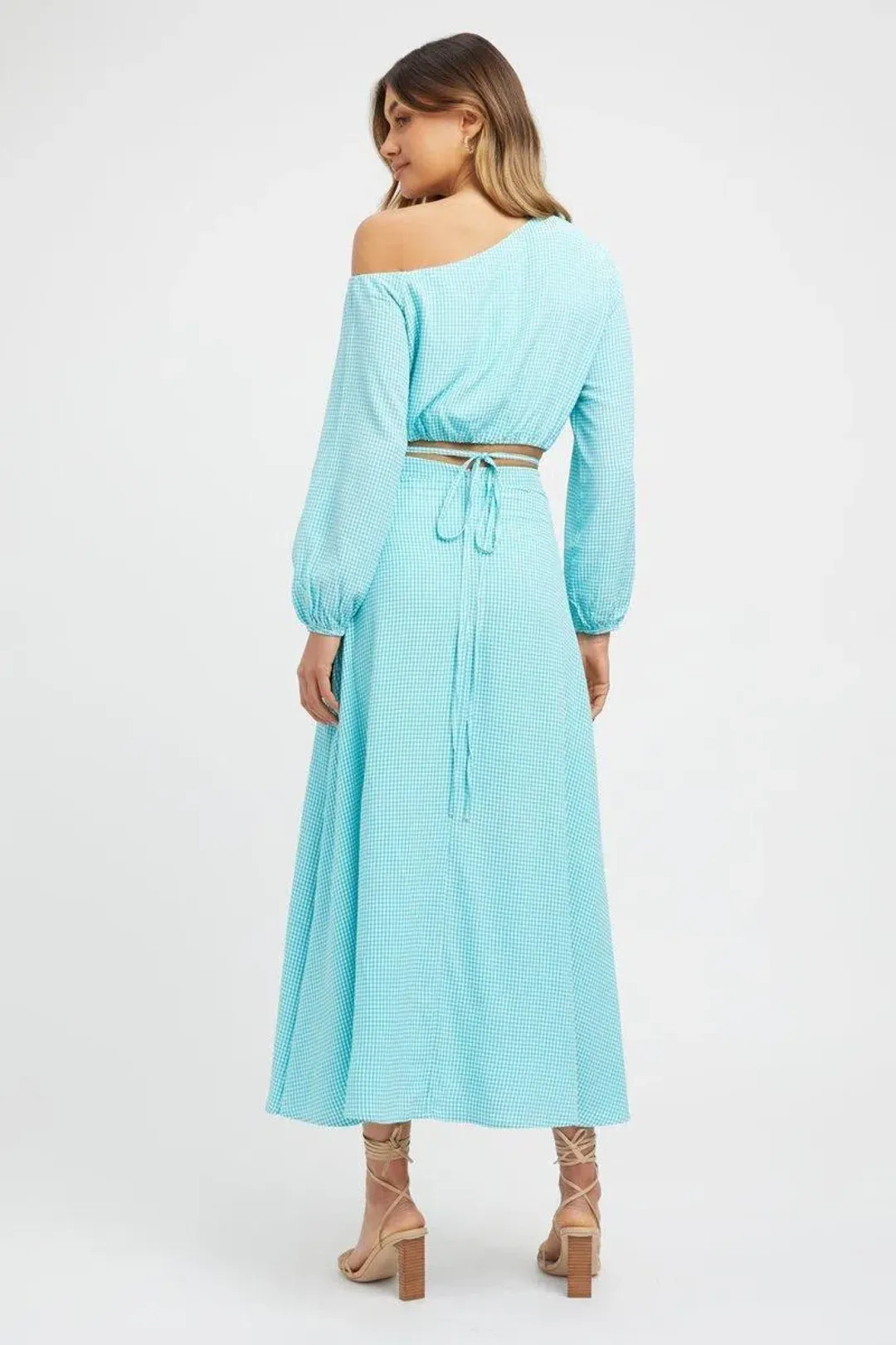 Kookai Brady Long Sleeve Top & Midi Skirt Set Blue Size 8 for rent on The Volte - main image