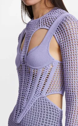 Dion Lee Stirrup crochet Dress - Lilac for rent on The Volte - image 4