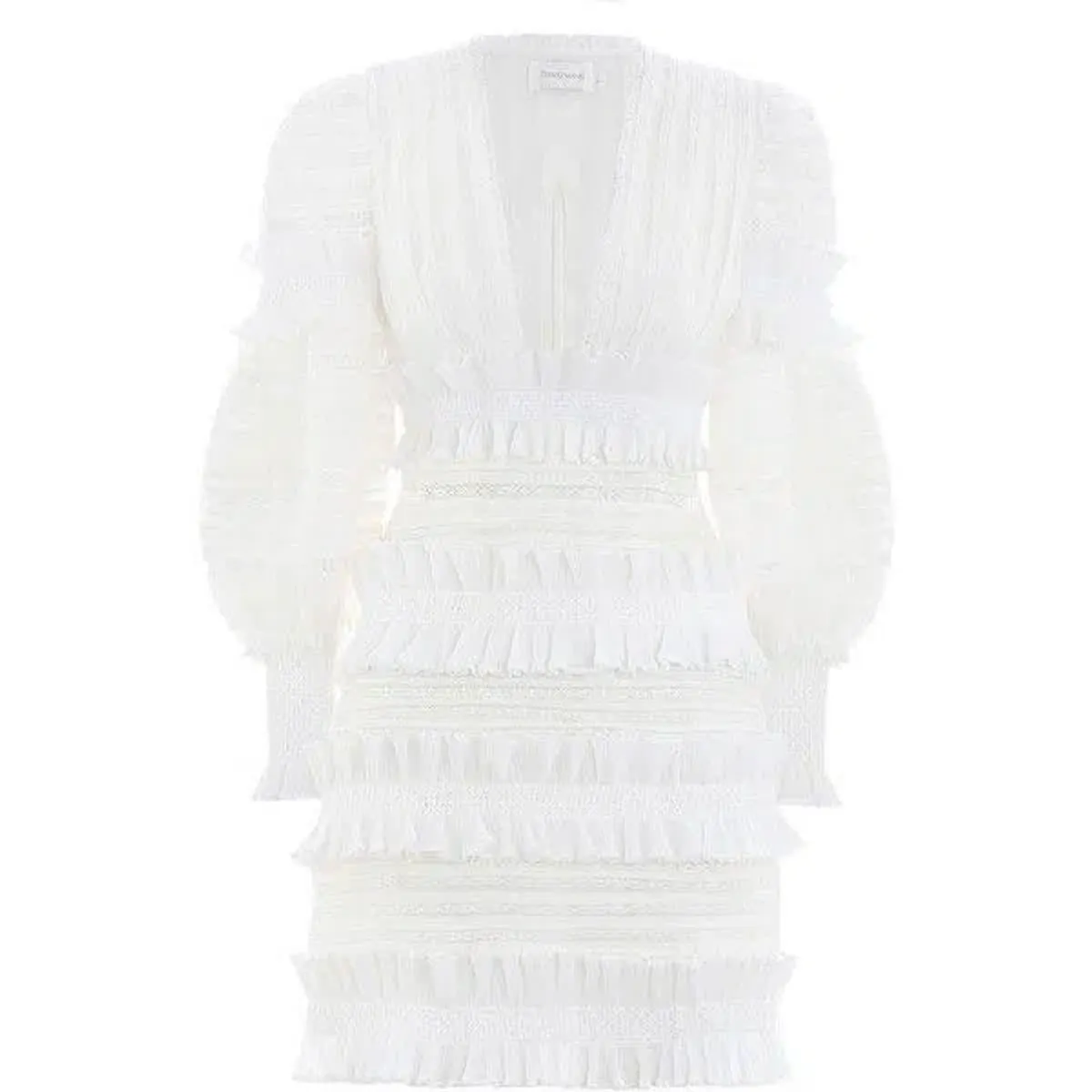 Zimmermann Radiate Smocked Mini Dress White Size 0 / 8 AU for rent on The Volte - main image