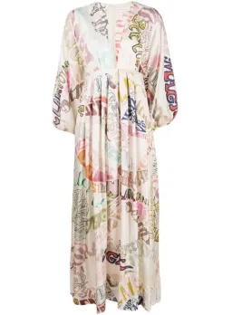 Zimmermann Silk Ladybeetle Word Midi Dress Word Print Size 0 for rent on The Volte - image 2
