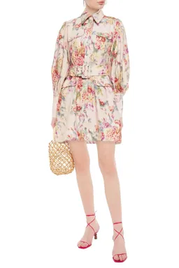 Zimmermann Wavelength Belted Linen Mini Dress Floral Size 6 for rent on The Volte - image 1