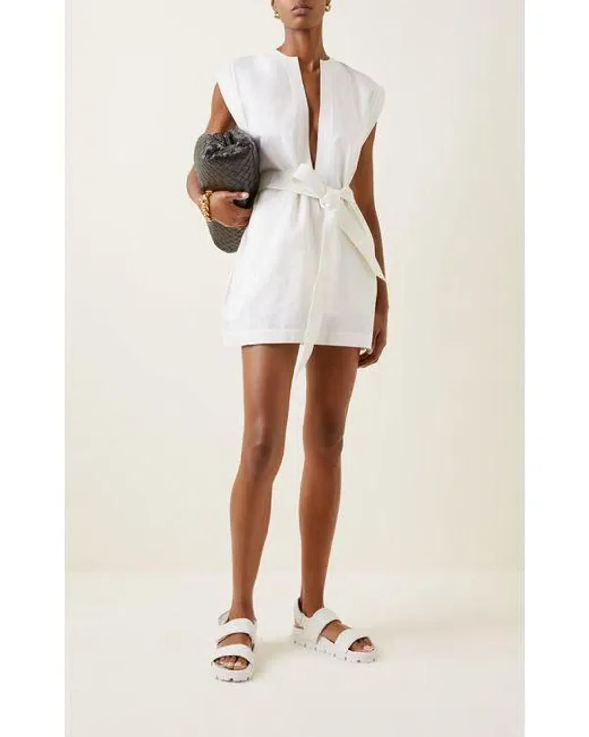 Wardrobe NYC Mini Kaftan Dress White Size 8/S for rent on The Volte - main image