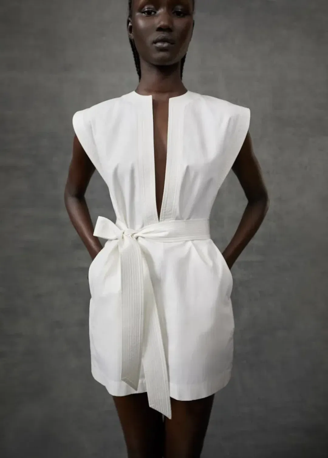 Wardrobe NYC Mini Kaftan Dress White Size 8/S for rent on The Volte - main image