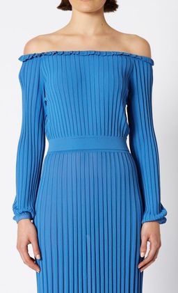 Scanlan Theodore Pleated Rib Top and Skirt Blue Size 6 for rent on The Volte - image 2