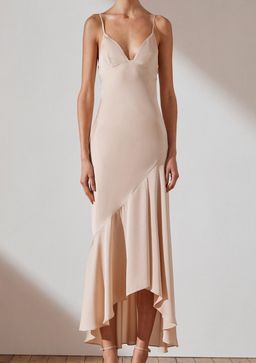 Shona Joy Luxe Bias Asymmetrical Slip Dress Champagne Size 6 for rent on The Volte - image 1