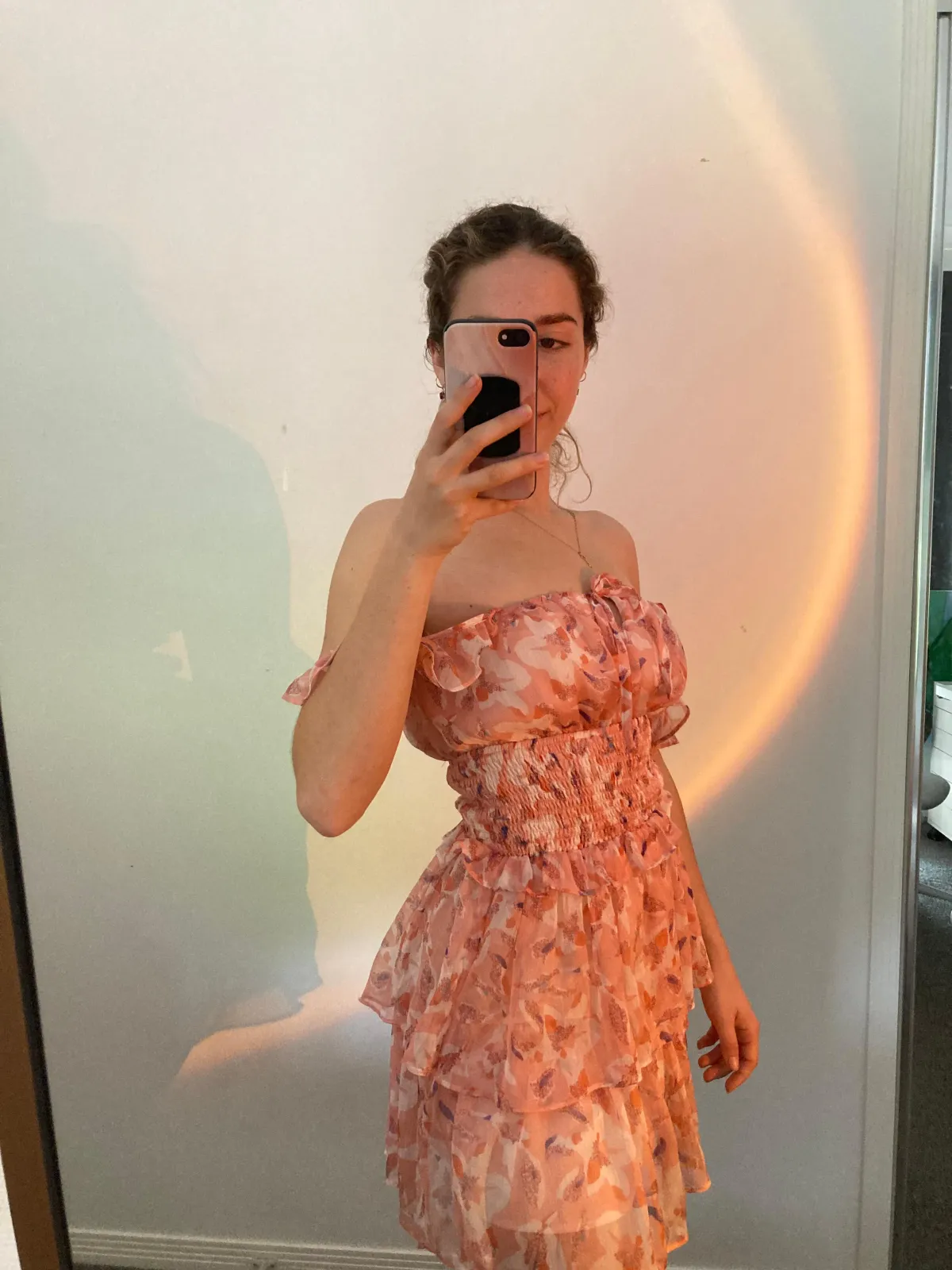 Floral Ribbed waist with layered bottom floral dress for rent on The Volte - main image
