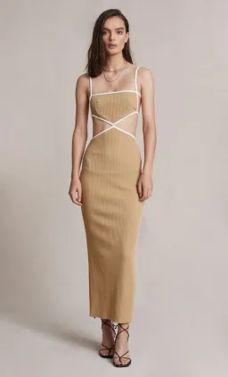 Bec and Bridge Coyote Midi Dress Brown Size 6  for rent on The Volte - image 1