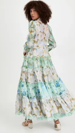 Zimmermann Rhythm Scalloped Dress Mint Mixed Print Size 0 / AU 8 for rent on The Volte - image 2