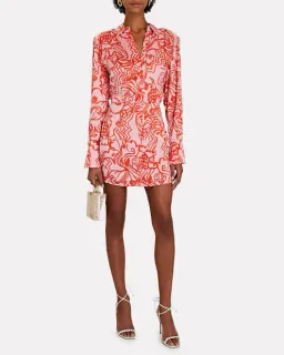 Alexis Vermillion Silk Shirt Mini Dress Size 6 for rent on The Volte - image 3