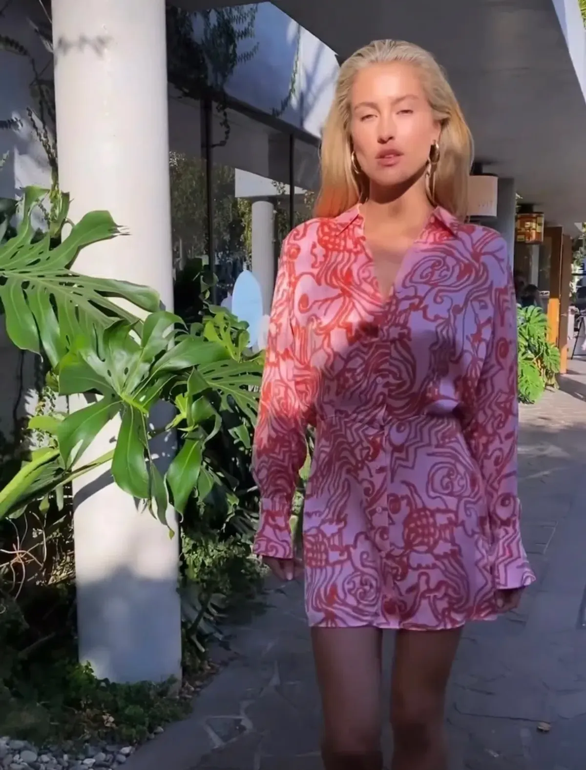 Alexis Vermillion Silk Shirt Mini Dress Size 6 for rent on The Volte - main image