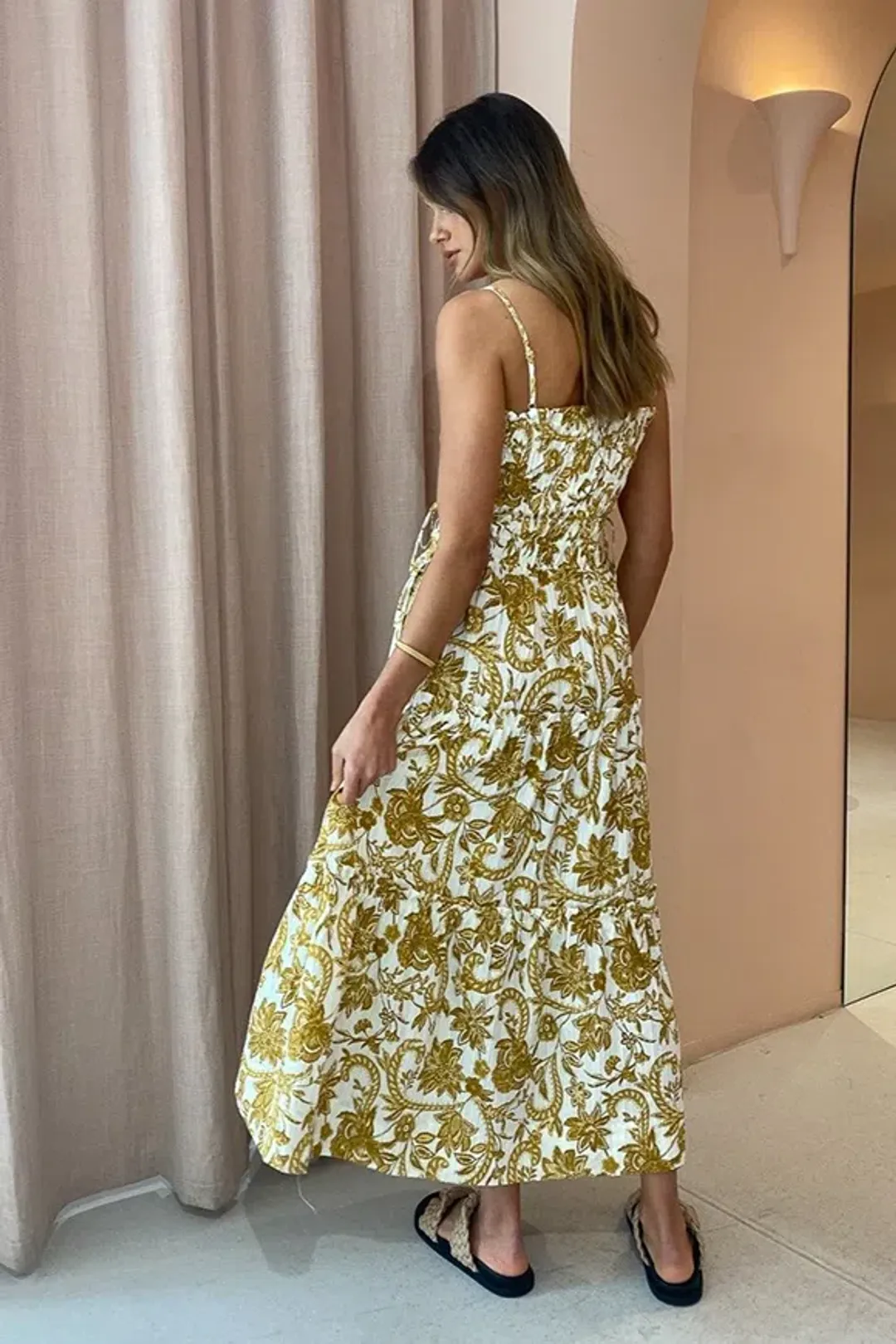 Shona Joy Saffron Tiered Midi Dress Floral Print Size 10 for rent on The Volte - main image