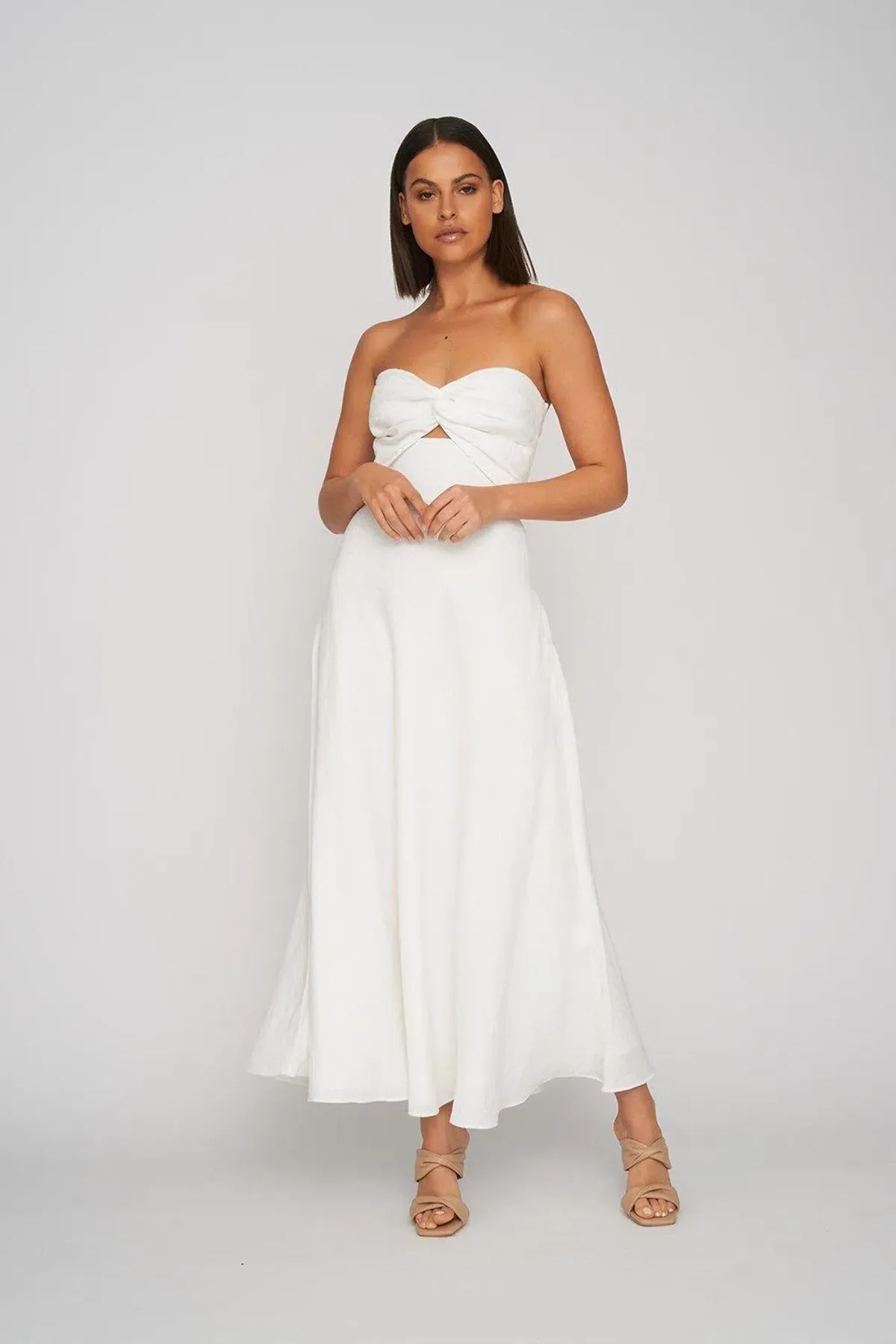 Penelope Strapless Midi Dress White for rent on The Volte - main image