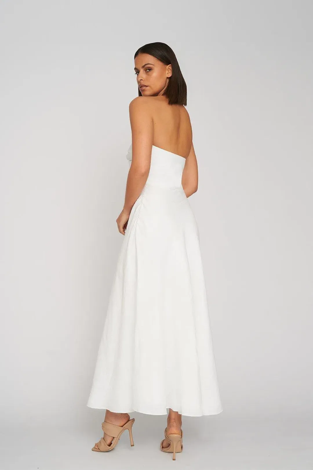 Penelope Strapless Midi Dress White for rent on The Volte - main image