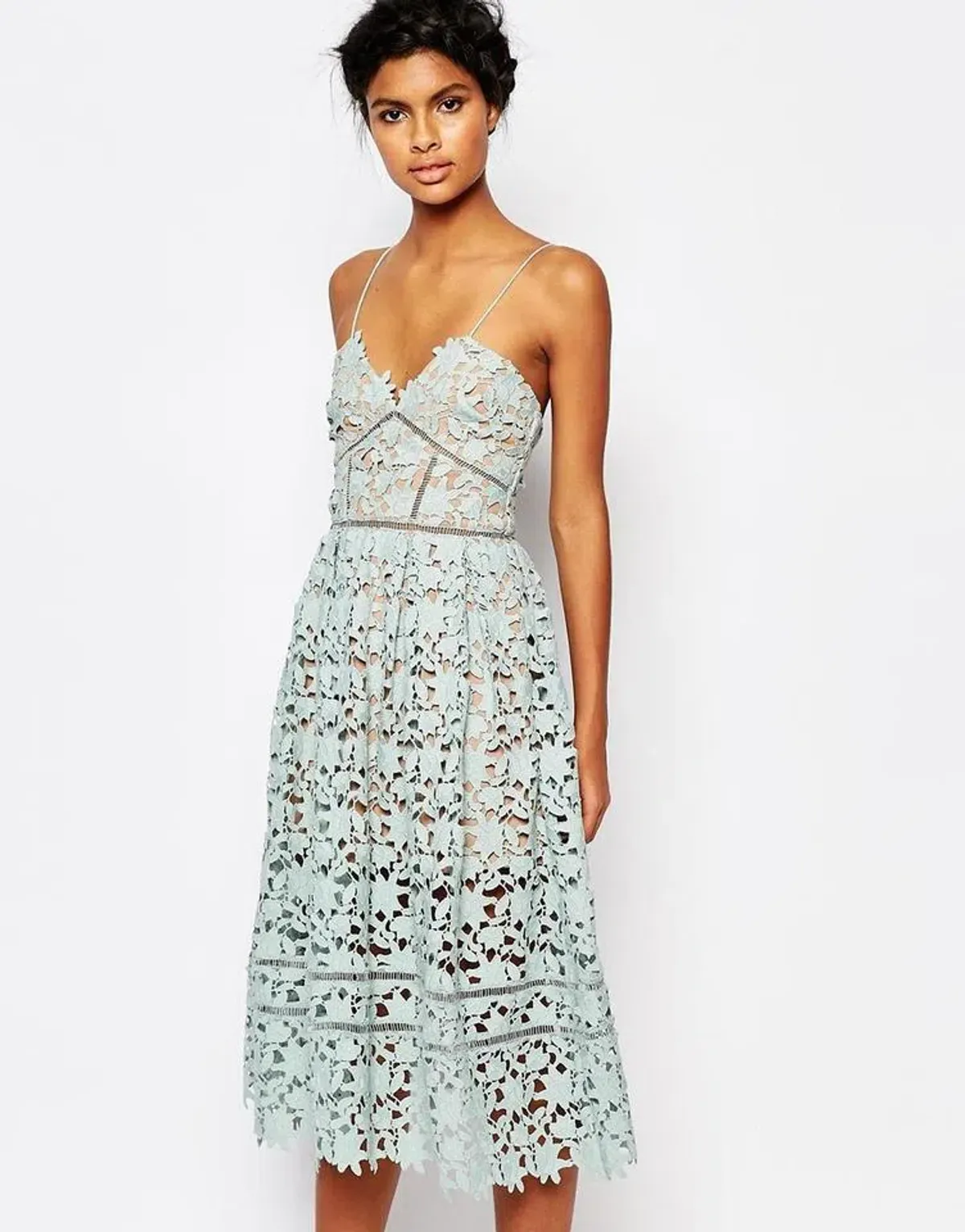 Self Portrait Azaela Midi Dress Mint Size 8 for rent on The Volte - main image