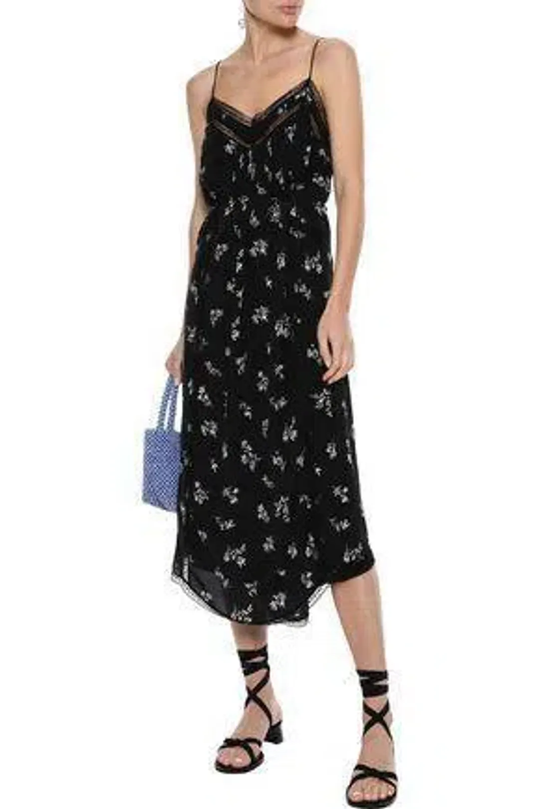 Zimmermann Pleated Floral-print Silk Midi Black Dress  Size 6-8              for rent on The Volte - main image
