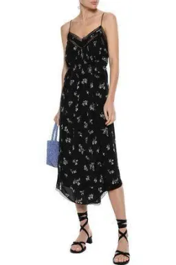 Zimmermann Pleated Floral-print Silk Midi Black Dress  Size 6-8              for rent on The Volte - image 1