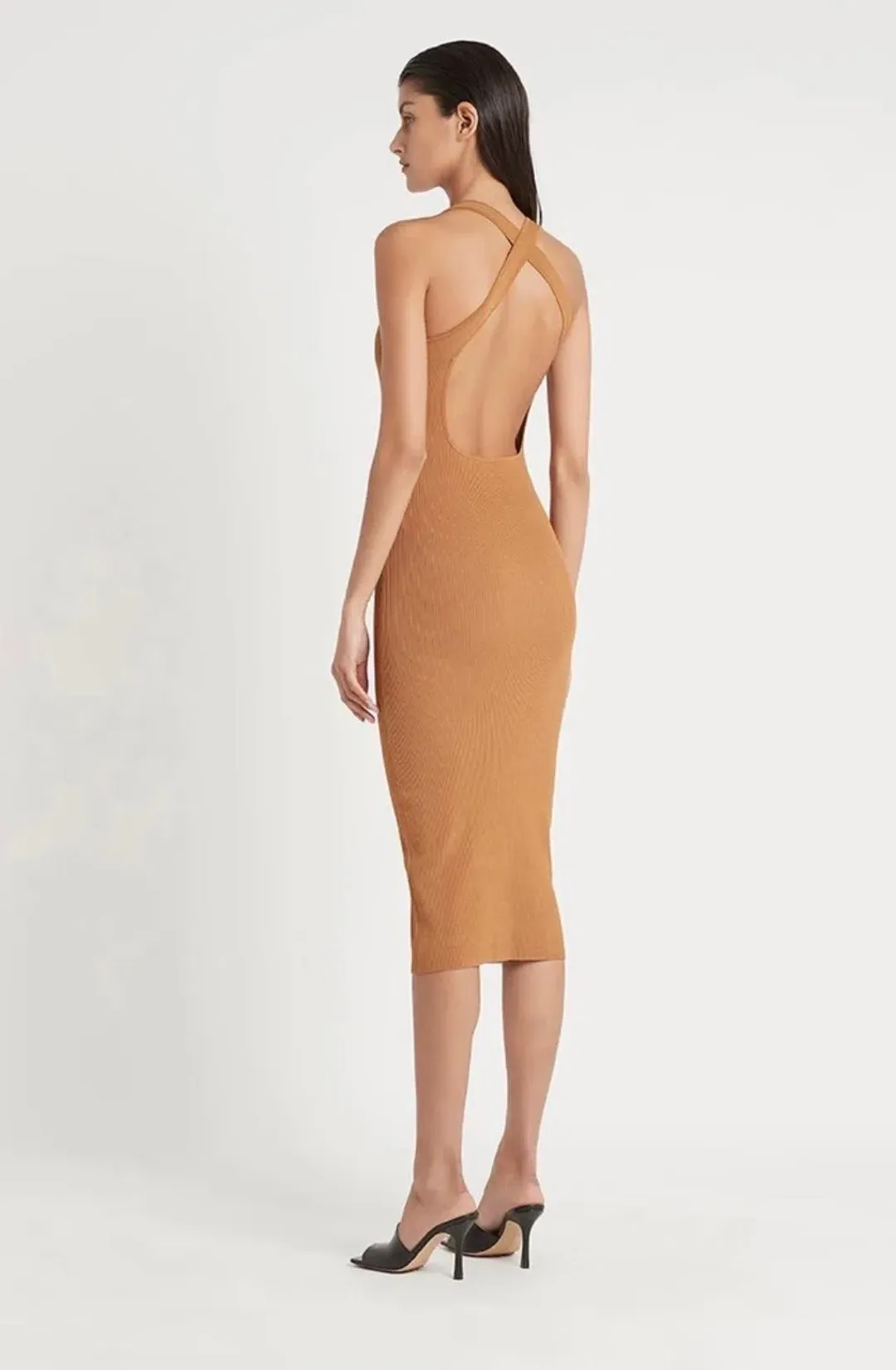 Sir the Label Jasper Cut Out Dress Camel Size AU 10  for rent on The Volte - main image