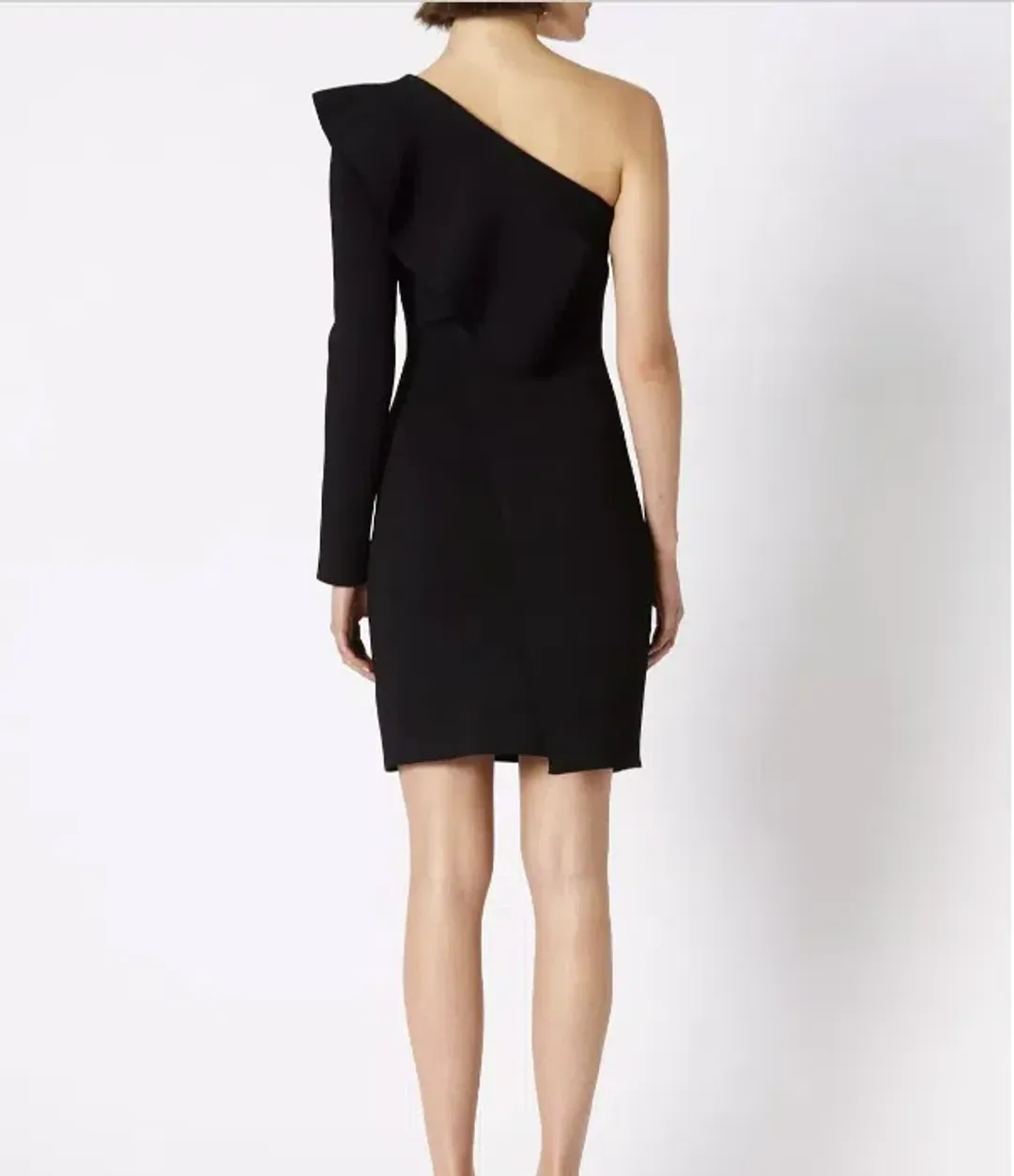 Scanlan Theodore Crepe Knit Ruffle Sleeve Dress Black Size XS / Au 6 for rent on The Volte - main image
