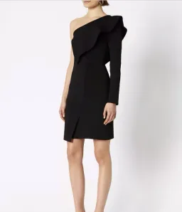 Scanlan Theodore Crepe Knit Ruffle Sleeve Dress Black Size XS / Au 6 for rent on The Volte - image 4
