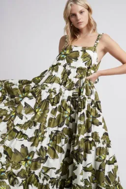 Aje Oasis Olive Leaf Strap Maxi Dress Print Size 10 for rent on The Volte - image 3