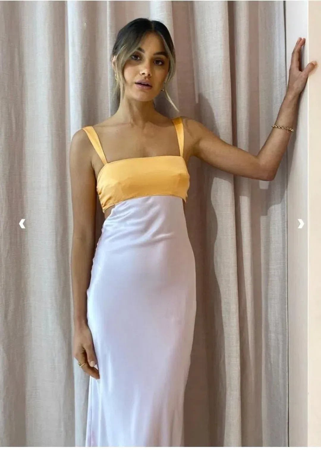  Hansen & Gretel Felicity Dress In Apricot/Lilac Size 6  for rent on The Volte - main image