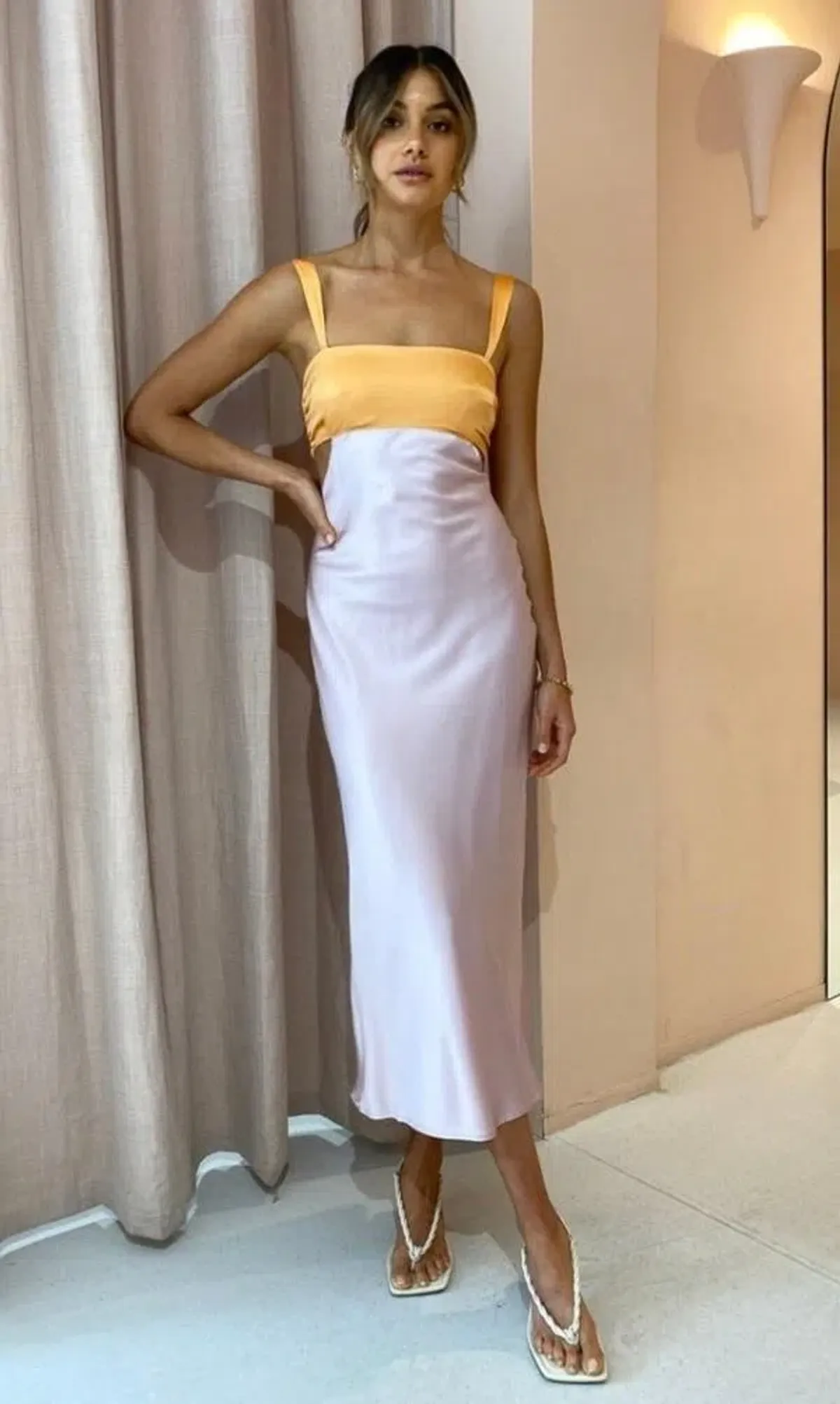  Hansen & Gretel Felicity Dress In Apricot/Lilac Size 6  for rent on The Volte - main image