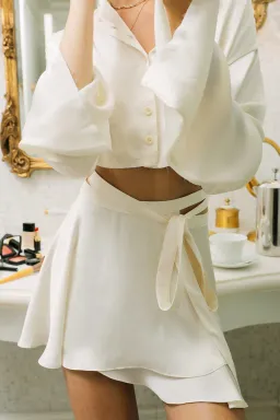 ORSEUND IRIS Ballerina Wrap Skirt & Drop Shoulder Top Set, Ivory for rent on The Volte - image 5