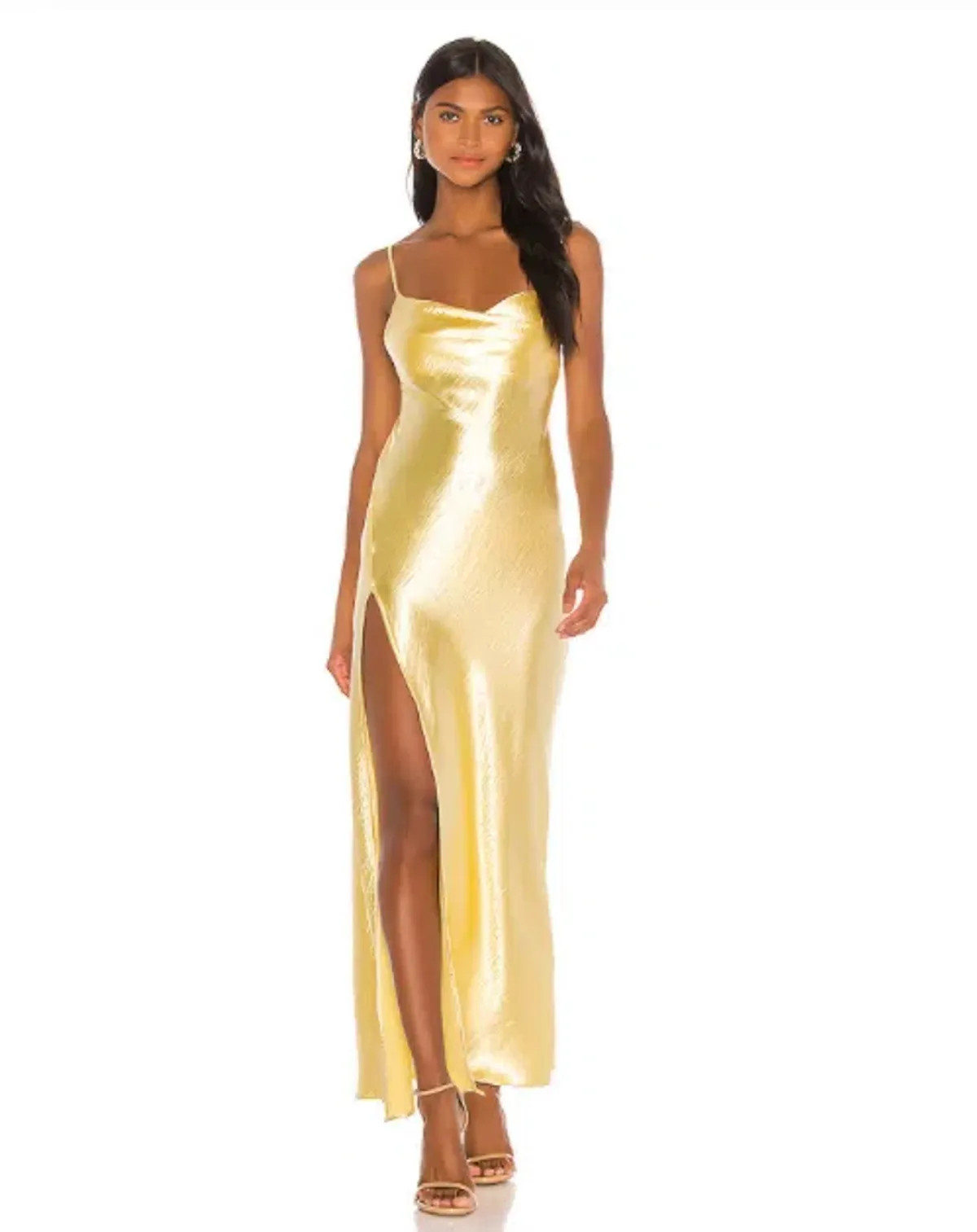 Yellow Satin dress size 8 for rent on The Volte - main image