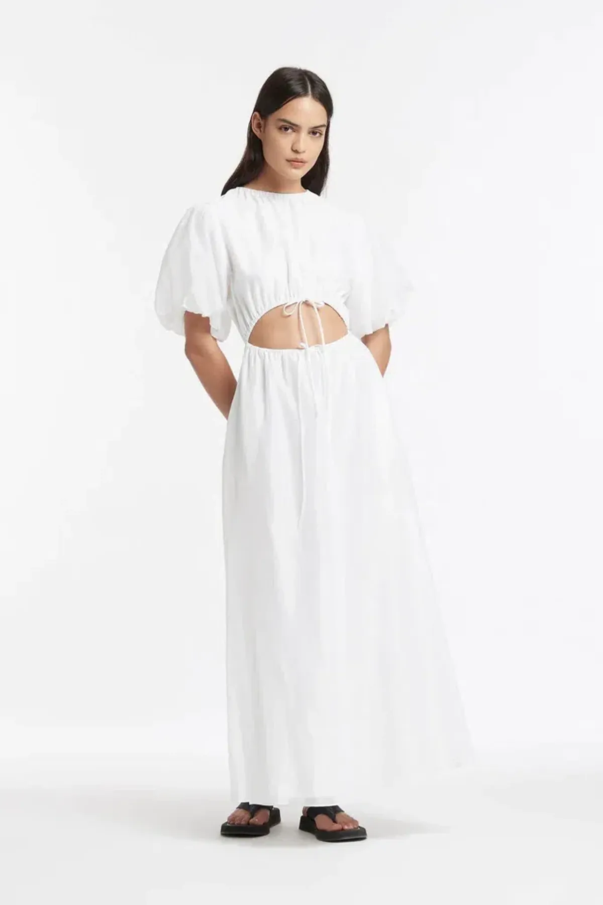 Sir the Label Franc Puff Sleeve Mini Dress in Chalk White Size 1 for rent on The Volte - main image