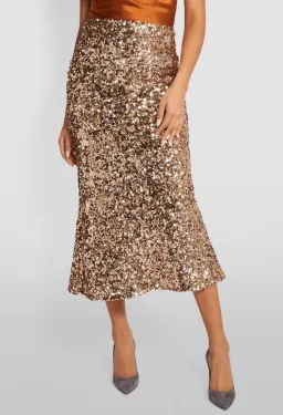 Shona Joy Faye Sequin Skirt Gold Size 8  for rent on The Volte - image 2